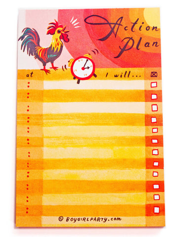 "Action Plan" Time Blocking Daily TO-DO LIST notepad by boygirlparty