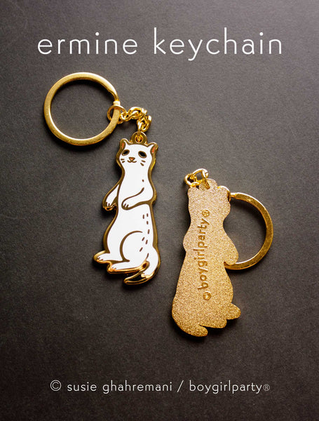 White Ermine Keychain by boygirlparty — Stoat Key Chain – the