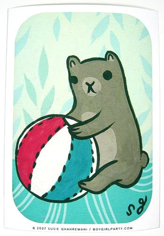 Beach Ball Bear Art Print (Signed) by Susie Ghahremani / boygirlparty.com