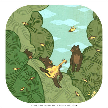 Bear Treetops Art Print by Susie Ghahremani / boygirlparty.com