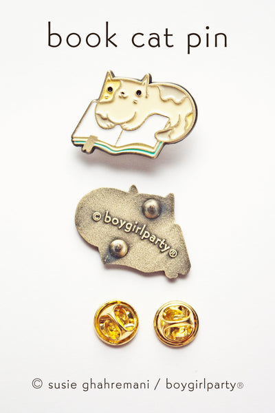 Book Cat Pin — Book Reading Cat Enamel Pin by boygirlparty – the  boygirlparty shop –