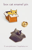 Box Cat enamel pin by Susie Ghahremani / http://shop.boygirlparty.com
