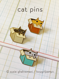 Box Cat Pin - Cat in Box pin - Enamel Cat pin - Cat box pin by Susie Ghahremani / boygirlparty