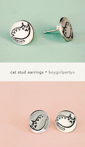 Silver Cat Earrings by Susie Ghahremani / boygirlparty.com