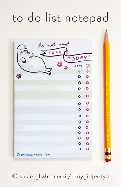 Seal To Do List Notepad – Funny Gift for Lazy People – the boygirlparty ...