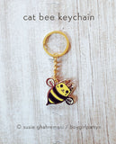 Cat Bee Keychain -- Bee Cat Metal Key Chain