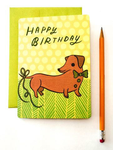 Dachshund Birthday Card (Belated Birthday Card) by Susie Ghahremani / boygirlparty.com