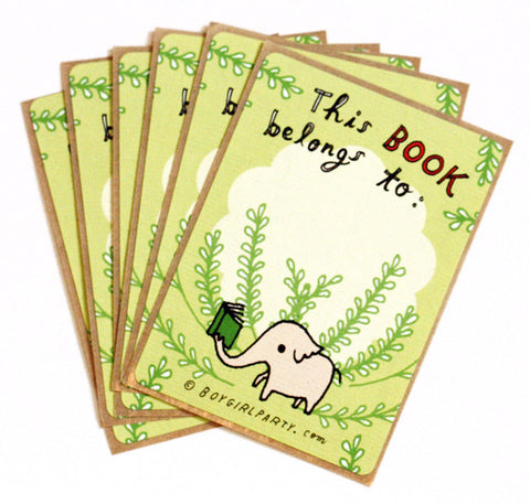 Elephant Bookplate (Ex Libris) Set of 6 by Susie Ghahremani / boygirlparty.com