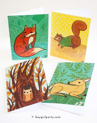 Forest Animal Notecard Set by Susie Ghahremani / boygirlparty.com