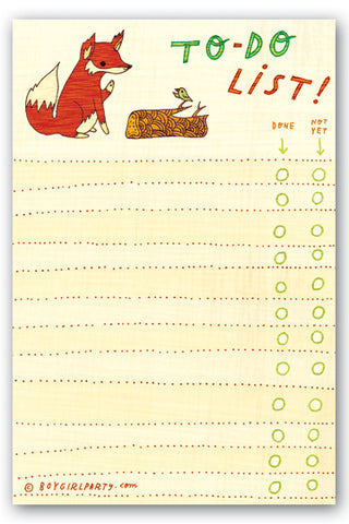 Fox To-Do List Notepad by Susie Ghahremani / boygirlparty.com