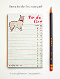 Llama To Do List Notepad by Susie Ghahremani / boygirlparty.com
