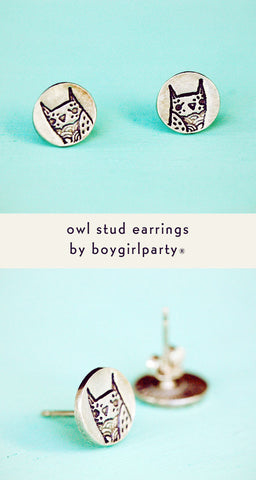 Silver Owl Earrings by Susie Ghahremani / boygirlparty.com