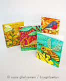 Botanical Notecard Set – Garden Animal / Pollinator Series – Bird Bee Bug Note Cards