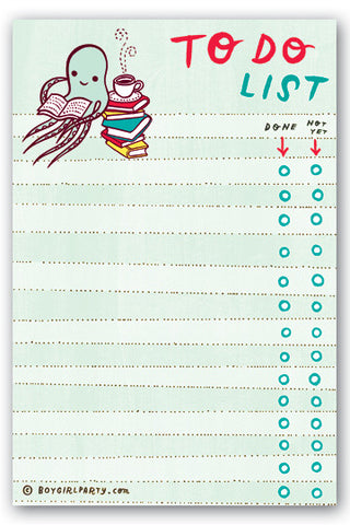 Reading Octopus To-Do List Notepad by Susie Ghahremani / boygirlparty.com