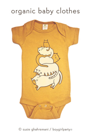 Organic Baby Clothes Cat Onesie by boygirlparty