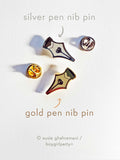 Silver and Gold Fountain Pen Nib Enamel Pins by boygirlparty — Stationery Pin
