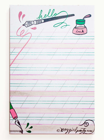 Hello Ink Notepad — Illustrated notepad for Handwriting and Calligraphy practice