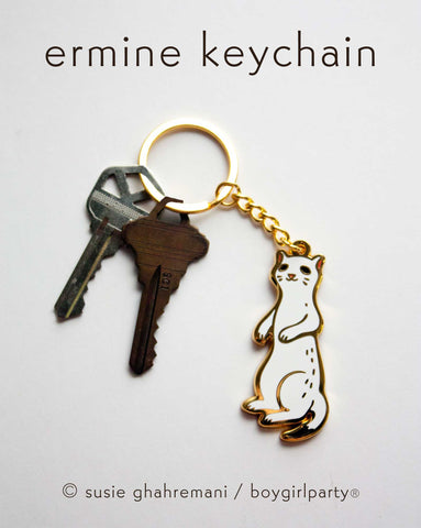 White Ermine Keychain by boygirlparty — Stoat Key Chain