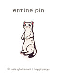 Ermine Enamel Pin by boygirlparty — White Ferret Lapel Pin