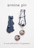 Ermine Enamel Pin by boygirlparty — White Ferret Lapel Pin