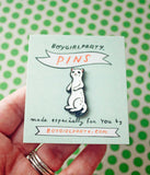 Ermine Enamel Pin by boygirlparty — White Ferret Lapel Pin