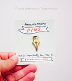 Fountain Pen Nib Enamel Pin by boygirlparty — Little Heart Nib Pin