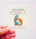 Quill Pen and Ink Enamel Pin by boygirlparty — Hedgehog Quill Pin