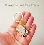 Yelling Pygmy Hippo Keychain by boygirlparty — Funny Hippopotamus Key Chain