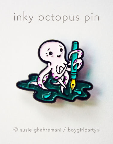 Octopus Ink Enamel Pin by boygirlparty — Fountain Pen Enamel Pin