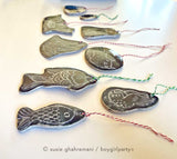 Sgraffito Ornaments -- One-of-a-kind Ceramic ornaments by Susie Ghahremani