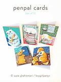 Bookish / Penpal Notecard Set (of 5) by boygirlparty – Dog Cat Note Cards by Susie Ghahremani