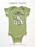 Let's Read Together Unisex Baby Onesie -- Book Themed Organic Baby Onesie (Green)