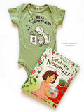 Let's Read Together Unisex Baby Onesie -- Book Themed Organic Baby Onesie (Green)