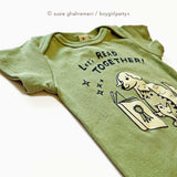 Let's Read Together Unisex Baby Onesie -- Book Themed Organic Baby Onesie (Green)