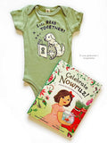 Let's Read Together Unisex Baby Onesie -- Book Themed Organic Baby Onesie (Green)
