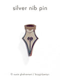 Silver and Gold Fountain Pen Nib Enamel Pins by boygirlparty — Stationery Pin