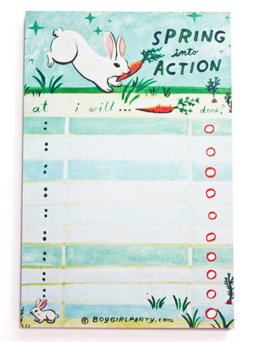 Time Boxing Day Organizer — SPRING INTO ACTION - Bunny to do list notepad