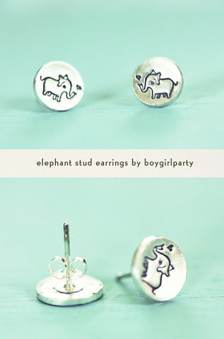 Silver Elephant Earrings by Susie Ghahremani / boygirlparty.com