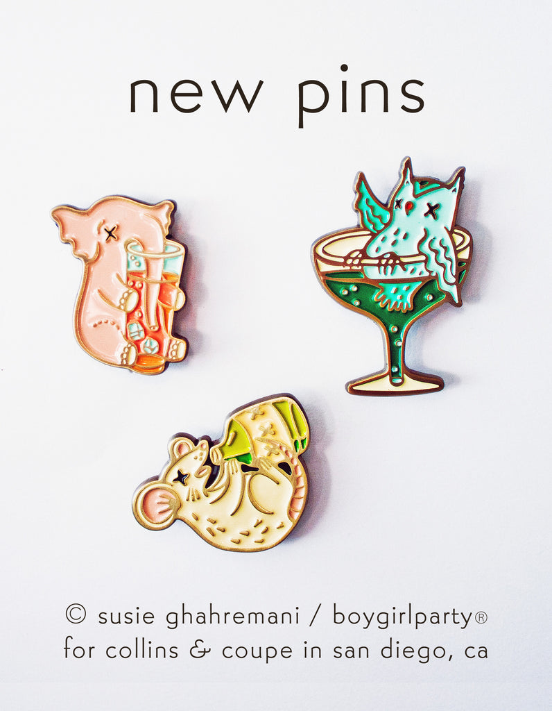 Collins & Coupe Pin Set by boygirlparty -- Set of Three (3) Enamel Pin ...
