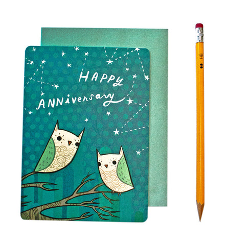 Owl Anniversary Card (Happy Anniversary Card) by Susie Ghahremani / boygirlparty.com