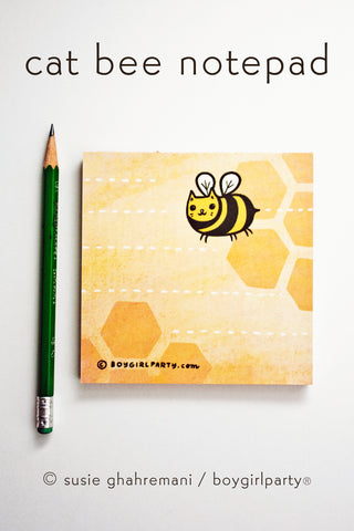 Cat Bee Notepad — Animal Notepads by boygirlparty