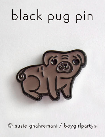 Black Pug Enamel Pin - Black Pug Pin - Black Pug Gifts
