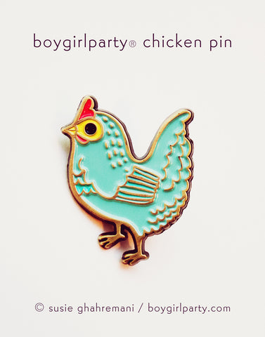 Blue Chicken Pin by Susie Ghahremani / http://shop.boygirlparty.com