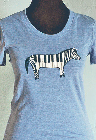 Zebra Piano T-shirt (Blue)