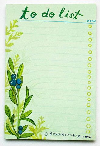 Blueberry To-Do List Notepad by Susie Ghahremani / boygirlparty.com