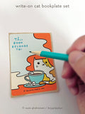 Coffee Cat Book Stickers (Ex Libris Bookplates) Set of 6