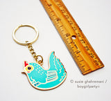 Blue Chicken Keychain by boygirlparty, Cute Key Chain