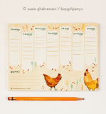 Chicken Weekly Planner Notepad – Undated Weekly Calendar