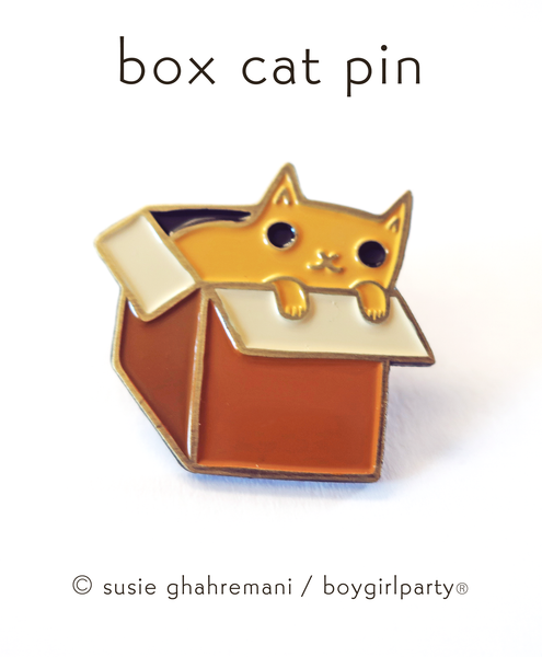 Box Cat Pin - Cat in Box pin - Enamel Cat pin - Cat box pin by Susie G ...