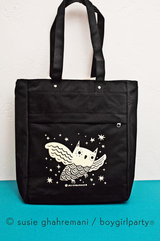 Owl Backpack Tote Bag — Convertible Satchel Bag by boygirlparty